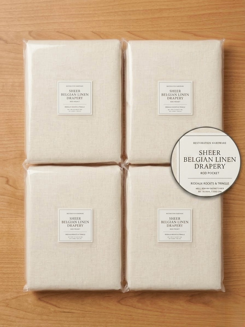 Restoration Hardware Sheer Belgian Linen Drapery - Light Natural